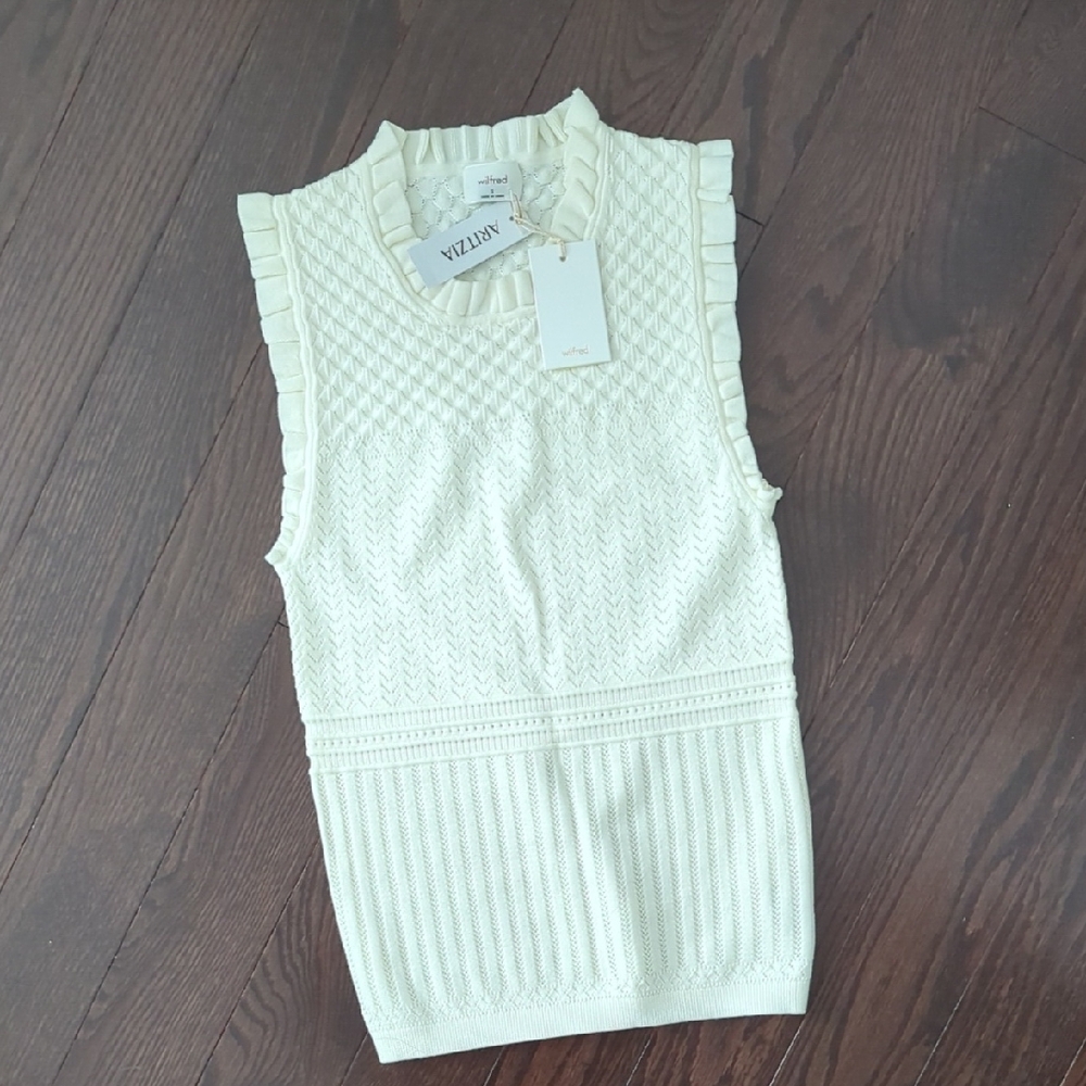 WILFRED Cannes Cream Textured Knit Top